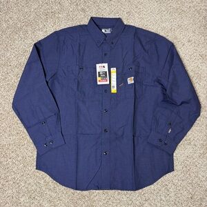 Carhartt FR Flame Resistant Work Shirt Navy Loose Fit Size L NWT